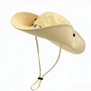 Retro-Western-Cowboy-Sonnenhut mit breiter Krempe und verstellbarem Riemen
