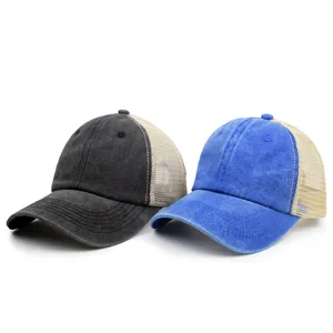 Atmungsaktive Mesh Baseballcap mit Vintage Waschung für Herren und Damen im Sommer.