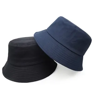Klassische einfarbige Baumwoll Anglerhüte in Schwarz und Marineblau mit Nahtkrempe