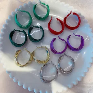 Exaggerated Multi-Layer Round Hoop Stud Earrings For Women 925 Sterling Silver Post Alloy Geometric Circle Earrings Party Jewelry