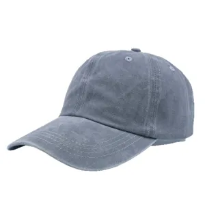 Retro gewassen katoenen honkbalpet in grijsblauw, effen soft top distressed dad hat