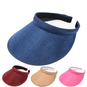 Unisex Polyester Open Top Sun Visor Hat Wide Brim UV Protection Breathable Beach Sunshade Adjustable Sport Visor Cap