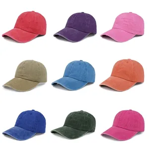 Retro Gewaschen Denim Baumwolle Baseballkappe Distressed Einfarbig Gebogene Krempe Sonnenschutz Verstellbar Hip Hop Hut Für Outdoor Unisex