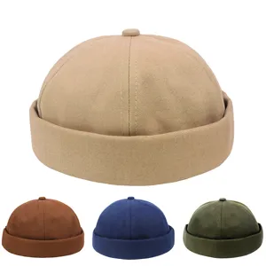 Berretto Docker in Cotone Retro Senza Tesa Regolabile Tinta Unita Vintage Sailor Cap per Uomo Donna Stile Yuppie