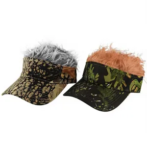 Par de viseras de camuflaje con pelucas de cabello de colores para golf y estilo urbano