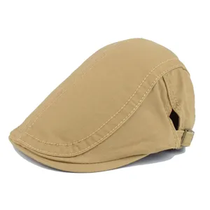 Unisex Cotton Beret Hat Vintage British Style Solid Color Newsboy Cap Adjustable Flat Cap For Men Women Casual Outdoor Sun Hat