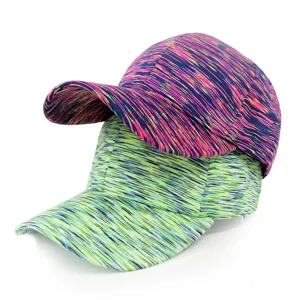 Sporty tie-dye baseball caps in vibrant pink and lime green streaks for outdoor activities