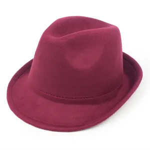 Classic burgundy wool felt fedora hat featuring a stitched brim and warm winter design
