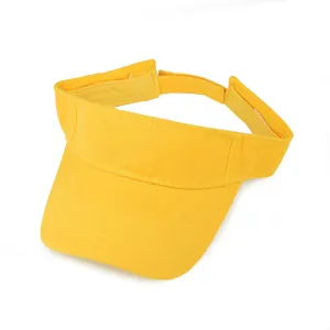 Bright yellow sun visor hat with adjustable strap for outdoor sports and sun protection