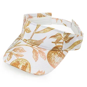Detailansicht des botanischen Granatapfelmusters auf dem Seidensatin-Visor