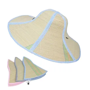 Cappello da Sole in Paglia Pieghevole Tesa Larga Estate Spiaggia Cappello a Ventaglio per Donna Protezione UV Pesca All'aperto Giardinaggio Cappello Traspirante
