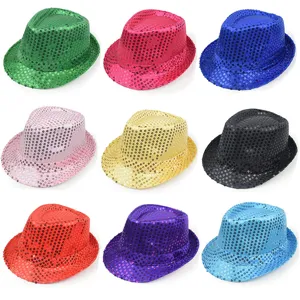 Pailletten Fedora Jazz Hut Für Herren Damen Unisex Glitzer Party Tanz Bühne Performance Hut Western Stil Kostüm Mütze