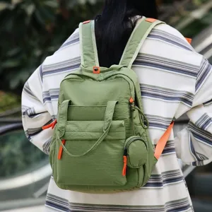 Sac à Dos en Nylon Résistant à l'Eau Grande Capacité pour Hommes Femmes Décontracté Trajet Voyage Sac à Dos Portable Avec Porte-Monnaie