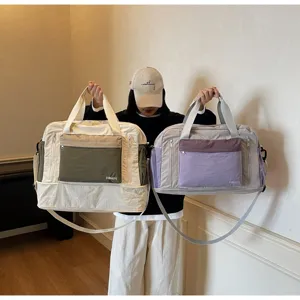 Trendy dry-wet separation sports fitness and travel bags in olive green and purple