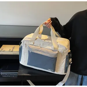 Versatile color-block sport gym bag with wet and dry separation for travel