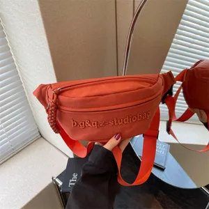 Stylish minimalist orange crossbody chest bag for women, lightweight sports and leisure pack