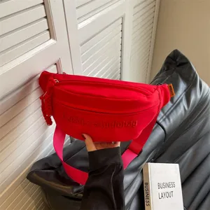 Vibrant red minimalist multi-functional crossbody chest bag for casual sports lifestyle