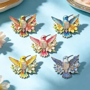Kolibri Blume Brosche Strass Zink-Legierung Anstecknadel Für Damen Mode Jacke Mantel Kleid Hochzeit Party Schmuck