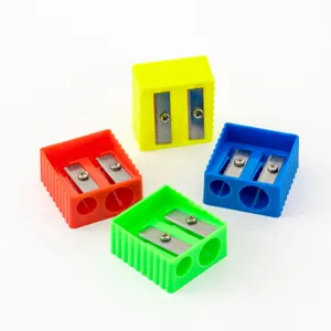 Colorful Square Double Hole Pencil Sharpener Plastic Dual Use Pencil Cutting Tool For School Office Stationery