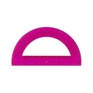 Rapporteur en plastique rose transparent de 6 pouces pour étudiants, outil de géométrie