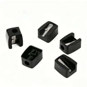 Set of five black mini single-hole pencil sharpeners for eyebrow and makeup pencils