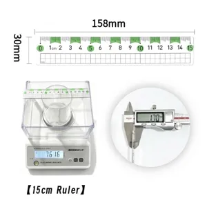 15cm transparent plastic wave ruler showing length, thickness, and weight measurements