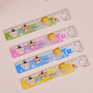 Lot de 4 règles en plastique colorées à motif ours pour écoliers, mesure de 15 cm.
