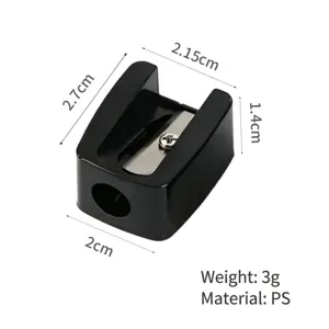 Compact black single-hole pencil sharpener for eyebrow, lip liners, and makeup pencils