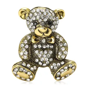Broche de Oso de Aleación de Estrás Personalizado Simple Broche de Joyería de Abrigo de Traje Versátil de Moda para Mujeres Niñas Regalo
