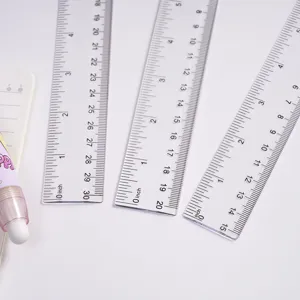 Transparent plastic straight ruler set 15cm 20cm 30cm double scale drawing student stationery