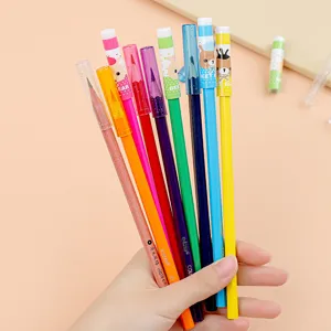 Cute cartoon plastic pencil caps and protectors for kids in various vibrant colors