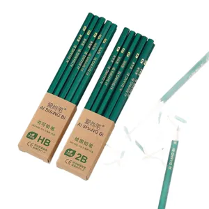 Hexagonal green HB and 2B pencils set for students drawing and writing in 10-piece packs
