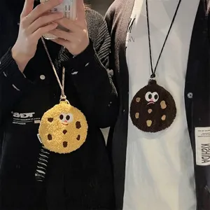 Due graziose borse a tracolla in peluche a forma di biscotto con espressioni