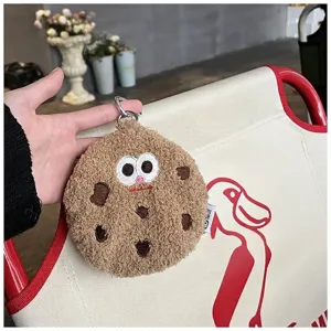 Simpatico portamonete in peluche a forma di biscotto con faccia buffa e portachiavi