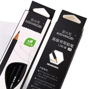 Premium set of 12 black 2B hexagonal graphite pencils for sketching and writing in a box