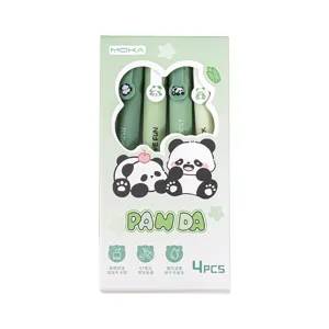 4 Stueck niedliche Panda Gelstifte Set mit weichem Griff und schnelltrocknender schwarzer Tinte.