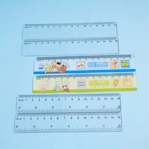 Règle Plate en Plastique Transparent Avec Impression d'Ours de Dessin Animé Outil de Mesure Double Échelle Pour Étudiants Bureau École