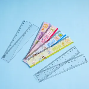 Lot de règles de 15cm en plastique transparent et à motifs pour l'école et le dessin