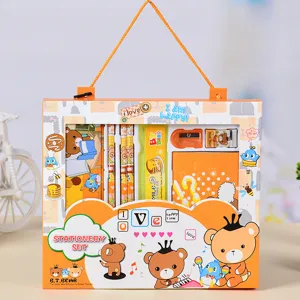Complete children's stationery gift set with cute bear and penguin cartoon characters