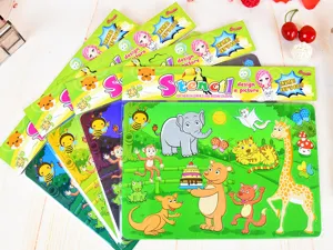 Detailansicht farbenfroher Tier-Zeichenschablonen für Kinder zum kreativen Malen