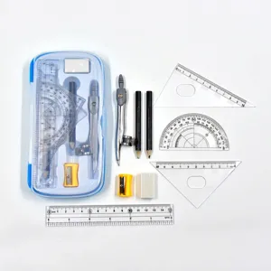 Mathematik Geometrie Zeichenset Für Schüler Kunststoff Metall Zirkel Lineal Winkelmesser Dreieck Radiergummi Anspitzer Mit Aufbewahrungsbox Schulbedarf