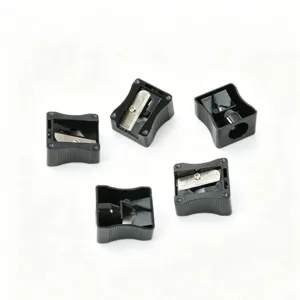 Close-up detail view of black 12mm large diameter eyebrow pencil sharpeners for makeup use