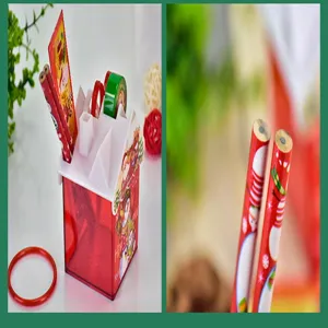 Close-up of Christmas stationery set featuring snowman pencils and a house-shaped holder
