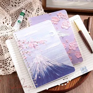 Quaderno a spirale A5 con copertina con pittura a olio del Monte Fuji e pagine a righe