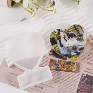 Moule en silicone en forme de cœur pour cadres photo en résine époxy et ornements DIY