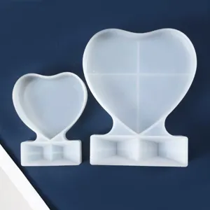 Lot de deux moules en silicone en forme de cœur pour cadres photo en résine époxy
