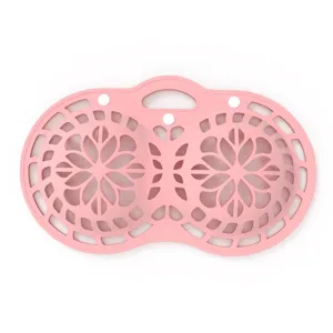 Protective pink silicone bra laundry bag with hollow flower design for anti-deformation wash