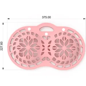 Detailed macro view showing dimensions of pink silicone anti-deformation bra laundry bag