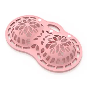 Protective pink silicone bra laundry washing bag with hollow-out floral pattern design