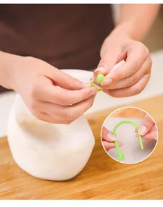Detail of food-grade silicone kneading bag with green flexible tie strap closure